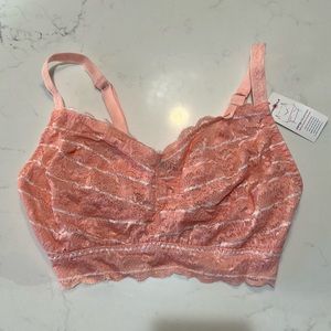 Cosabella Never Say Never Curvy Sweetie Bralette pink white striped. Large NWT